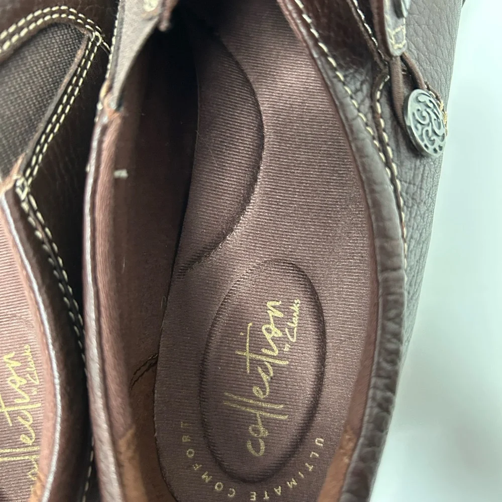Clark’s Ashland Lane Q Brown Leather Slip On Loafer Size 8.5 M
